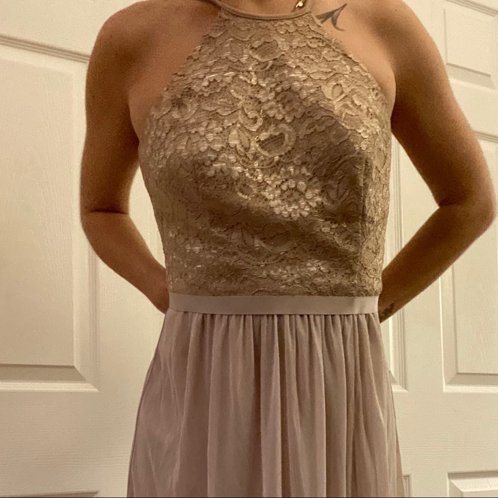 David’s bridal champagne bridesmaids dress